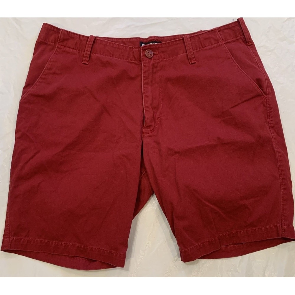 Express Shorts Men s 34x9 Crimson Red Flat Front 100% Cotton